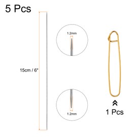 sourcing map 5Pcs Knitting Needle 1.2mm Diameter 6 Inches (15cm) Length Stainless Steel Double Pointed Sweater Stitching Needles with Stitch Holder for Handmade Projects DIY Knitting