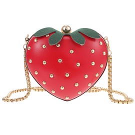 WRITWAA Chic Strawberry Crossbody Bag - Red Pu Leather Shoulder Bag for Girls, 5.3x4.7x2.8 Inches - for Daily Use, Parties, Travel, and present Occasions