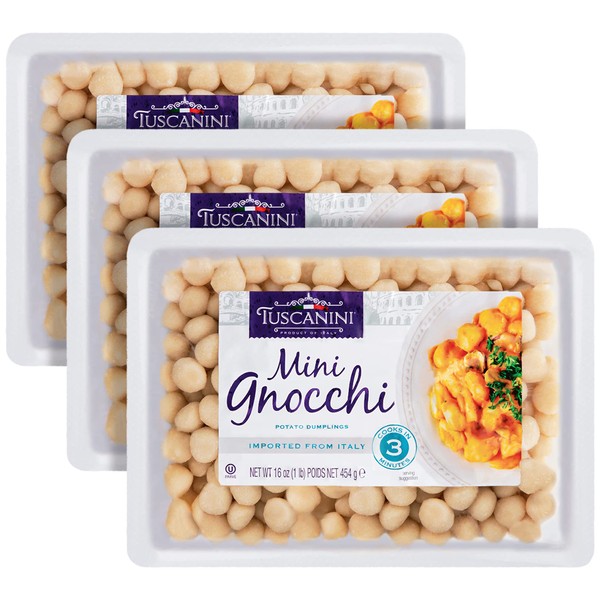 Tuscanini Mini Gnocchi 16oz (3 Pack) | Imported from Italy, Low Fat, Ready in Minutes