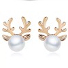 Unbranded Christmas Deer Cute Pearl Gold Ear Stud Earrings Christmas