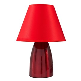 KB Designs – Red Metal Body & Fabric Shade Table Lamp for Bedroom Living Room Kids Study Room Office