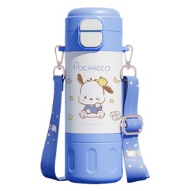 Many Rainbows Pochacco Stainless Steel Insulated Water Bottle with Strap (Spout & Straw) 480ml - Blue