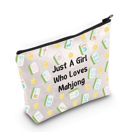 JXGZSO Lucky Mahjong Tiles Bag Just A Who Loves Mahjong Board Game Storage Bag For Mahjong Lover