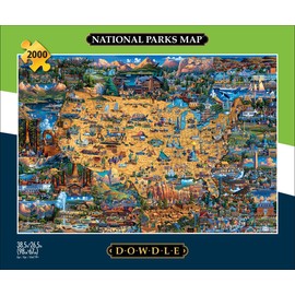 Buffalo Games - Dowdle - National Parks Map - 2000 Piece Jigsaw Puzzle for Adults Challenging Puzzle Perfect for Game Nights - Finished Puzzle Size is 38.50 x 26.50