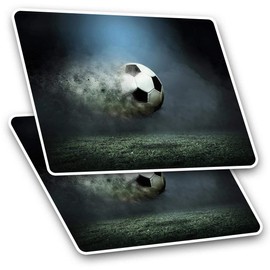 Rectangle Stickers (Set of 2) 10cm - Football Blast Boys Girls Game Fun Decals for Laptops,Tablets,Luggage,Scrap Booking,Fridges, #21919