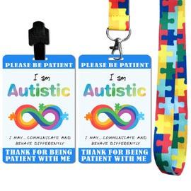 TINNALART Autism Card Set with Safety Tag, Funny Autism ID Badge Holder and Autism Lanyard for Autism Safety Products (2)
