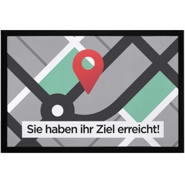 MoonWorks® Doormat with Saying "Sie haben Ihr Ziel erreicht Navi Navigation System Maps" Non-Slip & Washable Black 60 x 40 cm