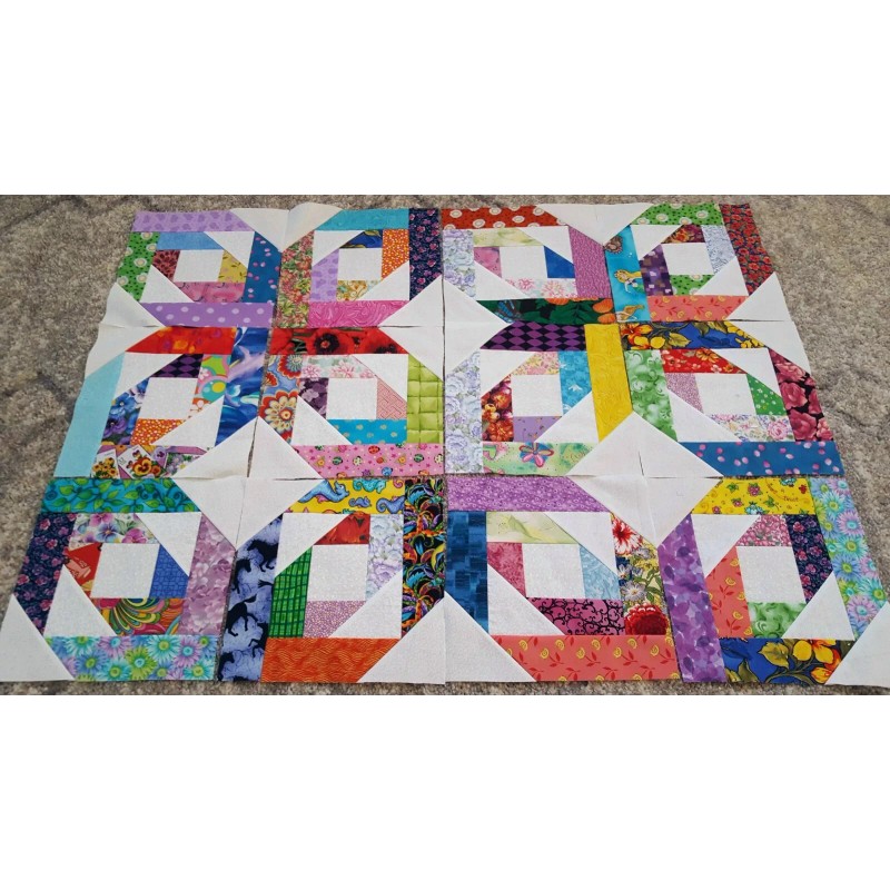 Unbranded 12 Pineapple Blossom Quilt Top Fabric Blocks Squares