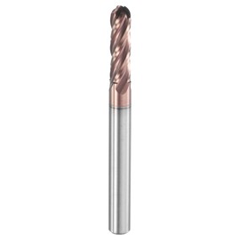 HARFINGTON Ball Nose End Mill 4 Flute 11/64" Diameter 3/16" Shank Tungsten Carbide TiAlN Coated Spiral CNC Router Bits 5/8" Cutting Length Single End Ball for Carving Engraving Grinding