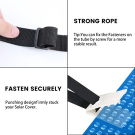 LALAGO Retaining Straps, Set of 8 Fastening Straps and Clips, Pool Reel Roller, Mobile Solar Film, Retaining Straps for Pool Film, Solar Film, Replacement Part Accessories for Mobile Reel System
