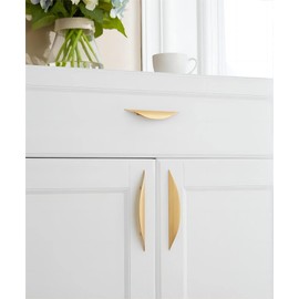 Beruyu Pack of 4 Furniture Handles, Gold, 64 mm, Hole Spacing, Kitchen Handle for Kitchen Cabinets, Cupboard Handles, Drawer Handles, Door Handles with Screw for Cabinet, Furniture, Kitchen