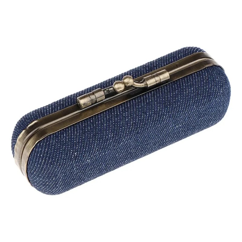 Estuche De Brillo Labial Con Espejo Para Bolso Azul Oscuro