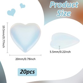 PH PandaHall 20pcs Herz Kristalle Steine Kristalle und Steine Opalite Liebe Edelstein Tasche Stein Natürlicher Stein Herz Palm Stein Sorge Stein für Valentinstag Geschenk Craft Home Decor 2cm