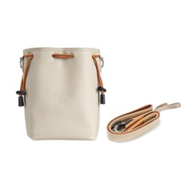 TTArtisan Leather Style Drawstring Lens Bag - Beige with Brown Accents