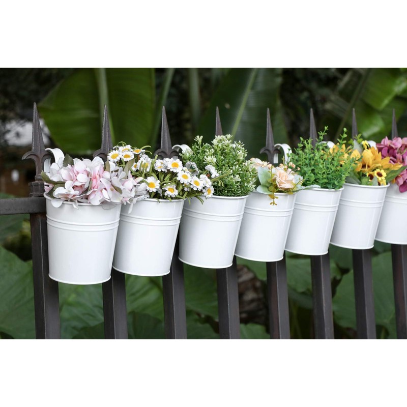 Dahey 10 Pcs Hanging Flower Pots Metal Iron Bucket Planter