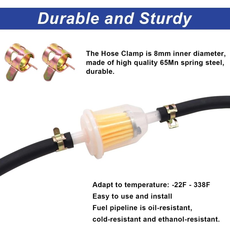 Tnisesm 1/4 Inch ID Fuel Line Hose 10Ft + 20
