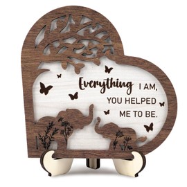 TOARTi 3D Rustic Heart-Shaped Grateful Sign Gifts for Mom(5.9''x6''), Appreciation Love Quote Wooden Desktop Decor, Elephant Tree Love Sign Mother’s Day Gift for Mom Grandma Dad