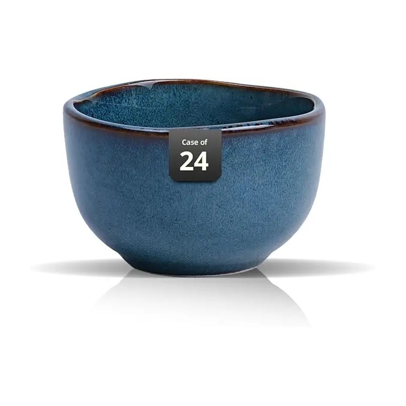 Organic Blue Irregular Stoneware Ceramic Cereal Bowls Dip Bowls Ice