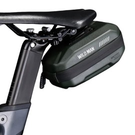 WILD MAN Bike Seat Bag Bicycle Saddle Bag Under Seat Waterproof Hard Shell Bike Compatible with Phones Under 6.8”(GD700,Black)