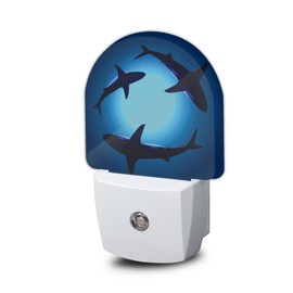 YESPOAK Night Light -Floating Sharks Dusk to Dawn Smart Sensor Nightlight for Bedroom Bathroom Kitchen Hallway Stairs Hallway, Plug-in, Energy Efficient Decor Desk Lamp Gifts