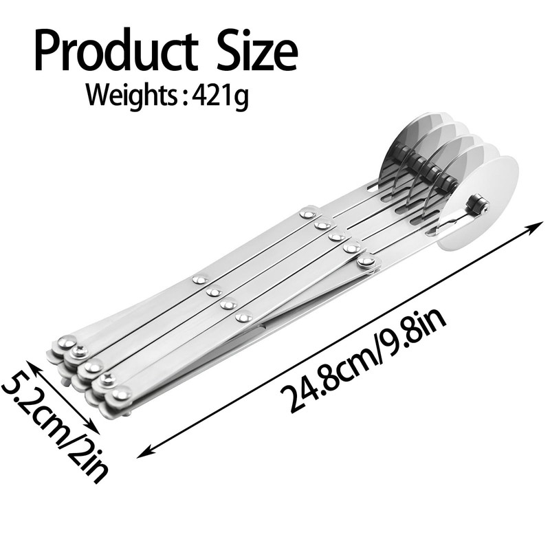 Stainless Steel Adjustable Pizza Cutter, 5 Wheel Pizza Cutter, Multi-Round