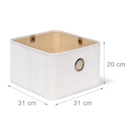 Relaxdays Bamboo Storage Basket H x W x D: Approx. 20 x 31 x 31cm Shelf Basket with Removable Fabric Cover, Decorative Storage Box with Handle, Foldable Storage Space, 31 x 31 x 20 cm