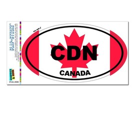 Canada Country Flag - CDN Euro Oval Canadian Flag Slap-STICKZ(TM) Automotive Car Window Locker Bumper Sticker