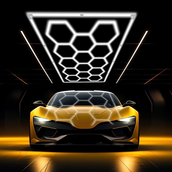 YAMISSI 14 Hexagon LED Lighting Detailing Garage Workshop Retail Car