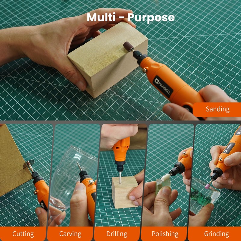 HARDELL Mini Cordless Rotary Tool, 5-Speed and USB Charging with