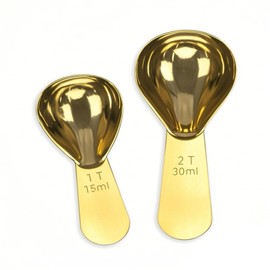 LVYKING 2 Pcs Coffee Scoop, Measuring Spoon Set With Scale 15ml(1 Tbsp) and 30ml(2 Tbsp), Stainless Steel Coffee Spoons for Tea, Coffee Bean, Milk Powder, Gold