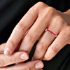 Rectangular Bar Reconstructed Red Coral Stone Inlay Sterling Silver Ring