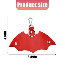 XINLIYA Car Keychain, 2PCS Leather Bat Shape Key Holder, Portable Automotive Keyring Storage Bag Accessories, Universal Fit (Red)