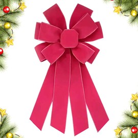 CHMOART Christmas Wreath Bow 20 x 11 Inches Large Christmas Bows Hot Pink Burlap Bow Holiday DIY Craft Bow Xmas Tree Topper Ornament Bow for Home Front Door Wedding Decorations