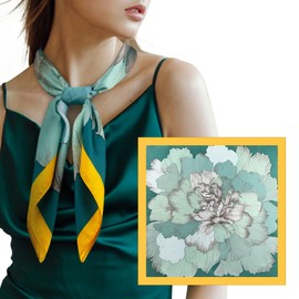 Silk Feeling Head Hair Scarf for Women Like Satin Neck Square Neckerchief for Beach Travel Vocation Accessories Lightweight Pretied Scarves for Purse Hat Handbag 27.5” X 27.5” Pastoral Teal Flower