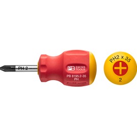 PB Swiss Tools Stubby Phillips Screwdriver PB 8195.2-35 | 100% Swiss Made | Single Stubby Screwdriver for Cross Screws Size 2, Ideal for Tight Spaces