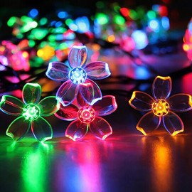 Christmas Lights, Christmas Decorations Flower String Lights 33 Feet 100LED 8 Modes Memory Waterproof Cherry Blossom Light, for Garden Wedding Party Holiday Patio Indoor Outdoor Xmas Decor(Multicolor)