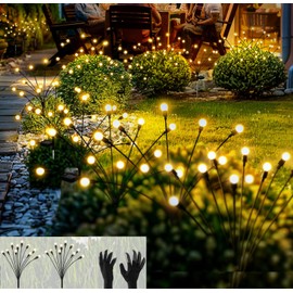 Vergissm Solar Garden Lights - New Upgraded 2 Pack 20 LEDs Solar Outdoor Decorations Lights, Solar Firefly Lights Waterproof Solar Swaying Garden Decorative Lights for Yard Pathway Landscape Decor