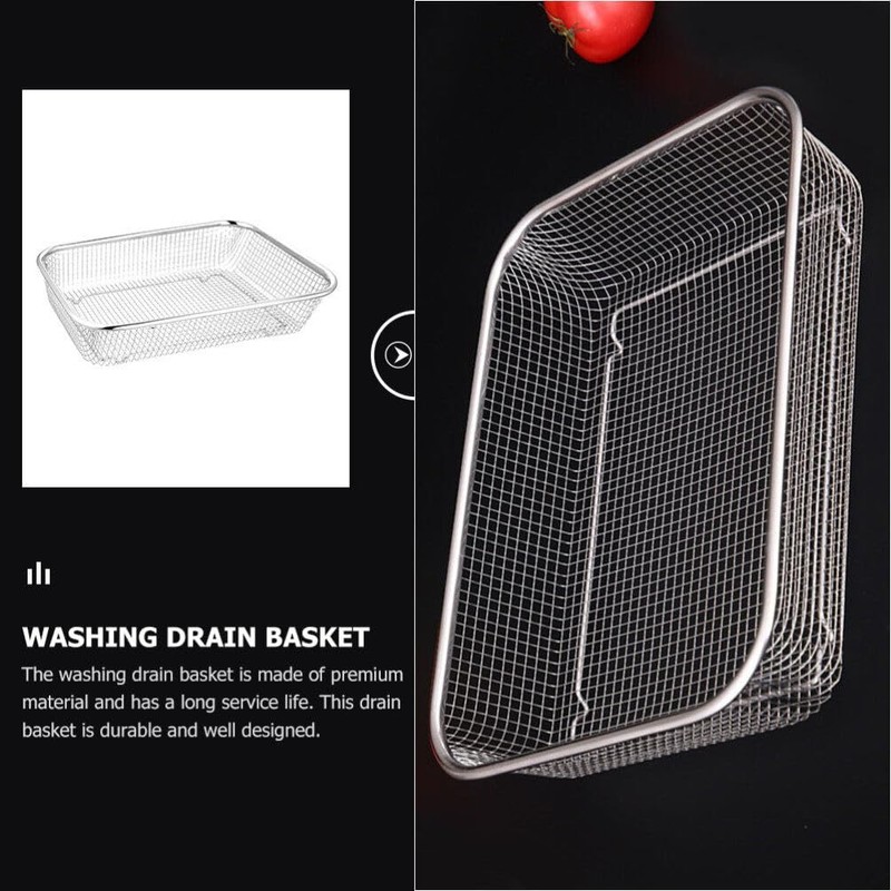 Luxshiny Stainless Steel Multi-Function Mesh Fruit Basket Strainer 14.56X10.55X2.95 Inch