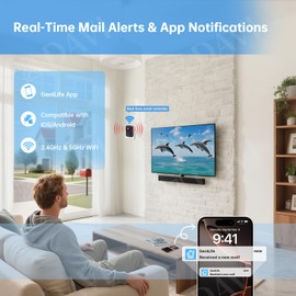 Briidea WiFi Mailbox Alert with LoRa Technology Up to 1200ft Long Range, Updated Sensing Technology Fits for Any Mailbox Type, 2.4 & 5GHz Dual-Band WiFi Compatible, Low Power with Battery Indicator