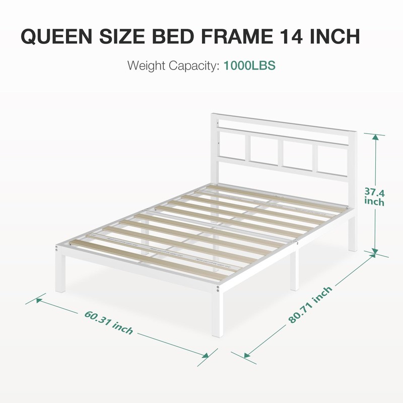 Novilla 14 Inch Queen Bed Frame with Headboard, No Box