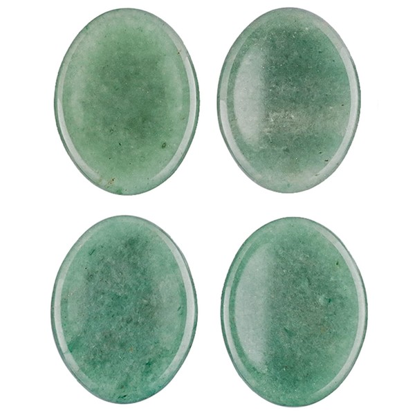 mookaitedecor Set of 4 Oval Shape Green Aventurine Thumb Worry Stone Pocket Palm Stone for Anxiety Stress Relief Meditation Crystal Therapy