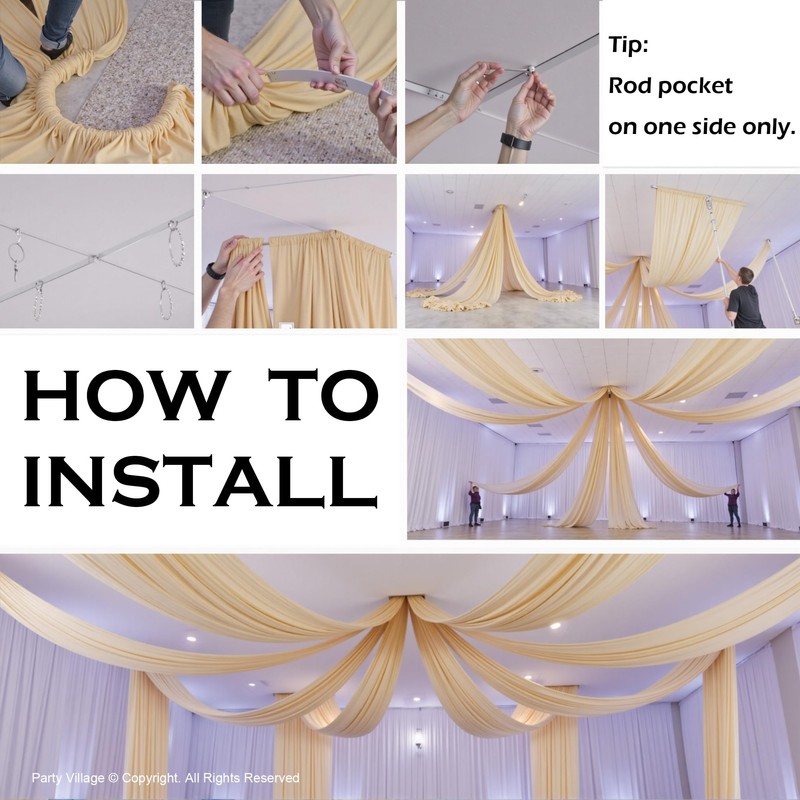 Party Village 10ftx20ft Beige Ceiling Curtain for Wedding Parties –