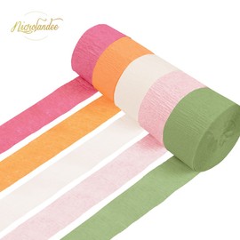 NICROLANDEE 5 Rolls Crepe Paper Streamers Backdrop Decoration for Easter Decorations, Birthday, Wedding, Garden Party, Bridal Shower, Baby Shower, Unicorn Theme Party, Spring Home Decoration