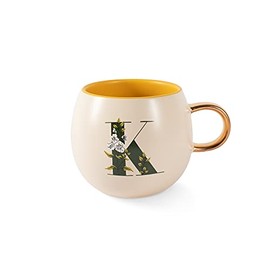 Fringe STUDIO Floral K Stoneware Mug, 1 Count (Pack of 1), Cream