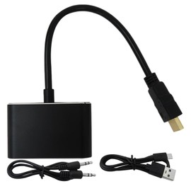 JRSHOME 2025 New HDMI to VGA+HDMI Adapter for Dual Monitors, VGA to HDMI Adapter Splitter 2 in 1,1080P@60HZ Full HD Display Video Converter for PC Laptop Link Monitor/HDTV/Projector, Plug & Play