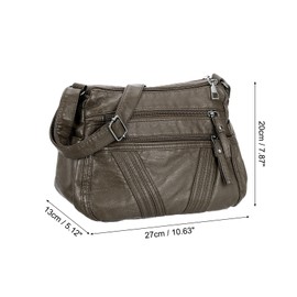 sourcing map Crossbody Bags for Women, PU Leather Multi Pocket with Adjustable Straps Women's Shoulder Sling Handbags Soft Purse, Silver