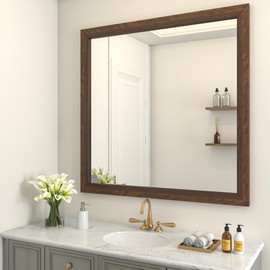 Wallink 3"×590" Peel and Stick Wood Grain Wallpaper Border Brown Wood Grain Mirror Border Walnut Wood Wallpaper Border PVC Bathroom Mirror Frame Stickers Repair Tape Waterproof Floor Baseboard Trim