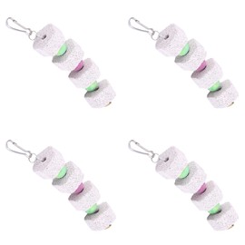 4 Pcs Parrot Beak Trimmer Toys, Grinding Teeth Lava Block Stone Bird Beak Trim Pumice Toy Chewing Hanging Molar Cage Hamster Chinchilla for Budgies Parakeet Hamster