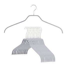 Mawa Extra Wide Clothes Hanger Reston Lloyd Silhouette Light Thin Non-Slip Space Saving, Set of 10, Silver, 10 Count