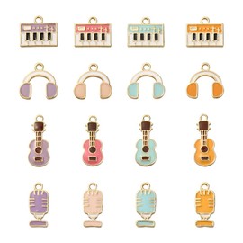 Ipotkitt 32Pcs 16 Styles Music Theme Mixed Shapes Musical Instruments Alloy Enamel Charm Pendants for DIY Bracelet Jewelry Making - 12.5~23x7~14.5mm